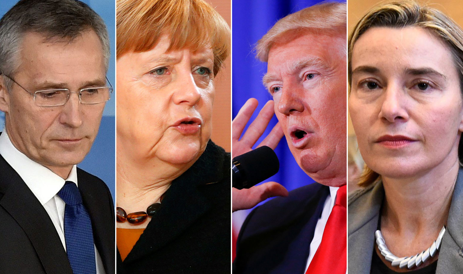 Glavni tajnik NATO-a Jels Stoltenberg, kancelarka Angela Merkel, Donald Trump, visoka predstavnica EU Frederica Mogherini