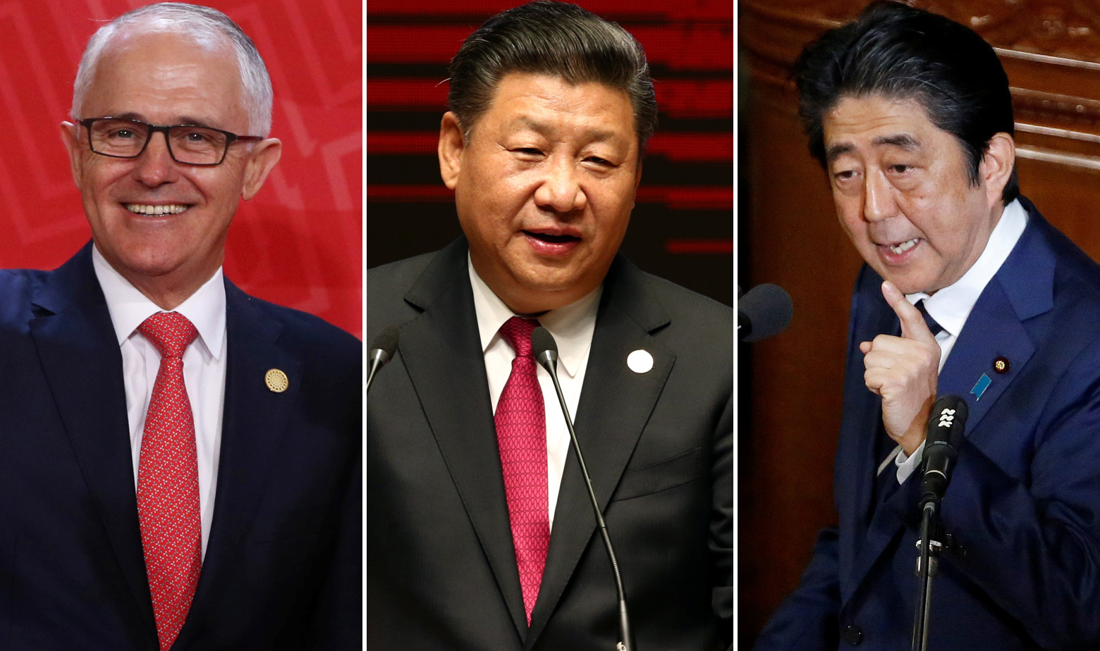 Malcom Turnbull, Xi Jinping i Shinzo Abe
