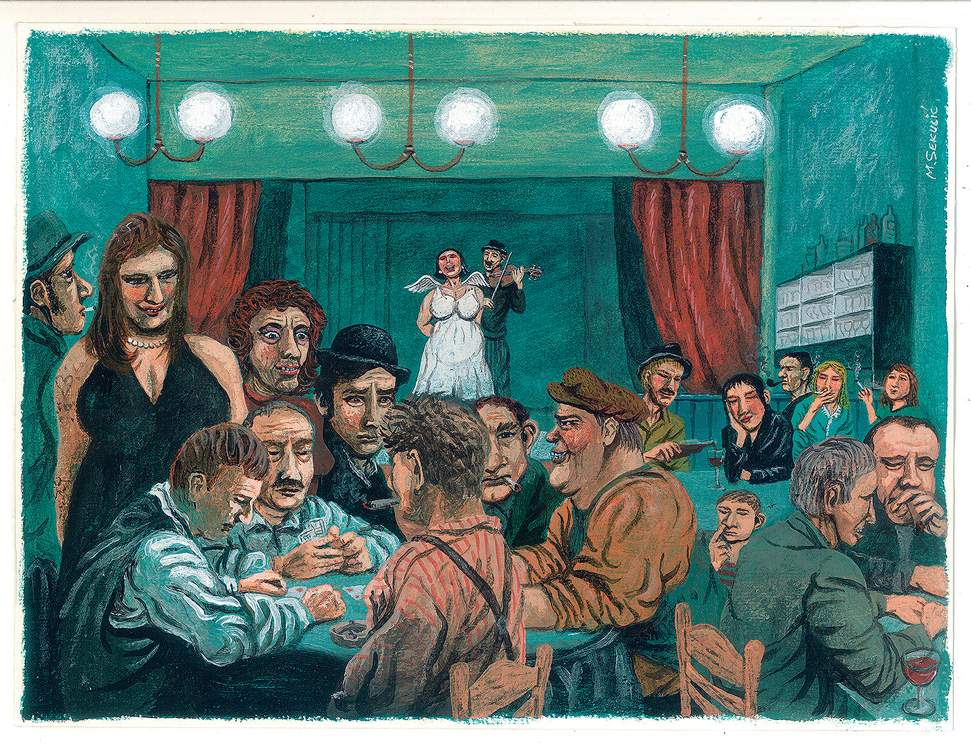 Kavanski prizor djelo je strip crtača i samoostvarenog umjetnika Miroslava Sekulića Struje