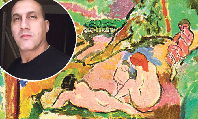 Vjeran Tomić (u krugu) i jedna od ukradenih slika, autora Henrija Matissea