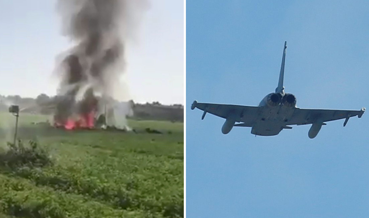 Mjesto pada zrakoplova i španjolski Eurofighter u letu 