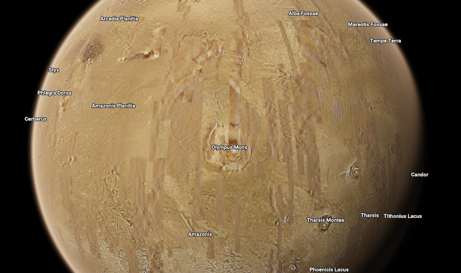 Površina Marsa, u sredini Olympus Mons