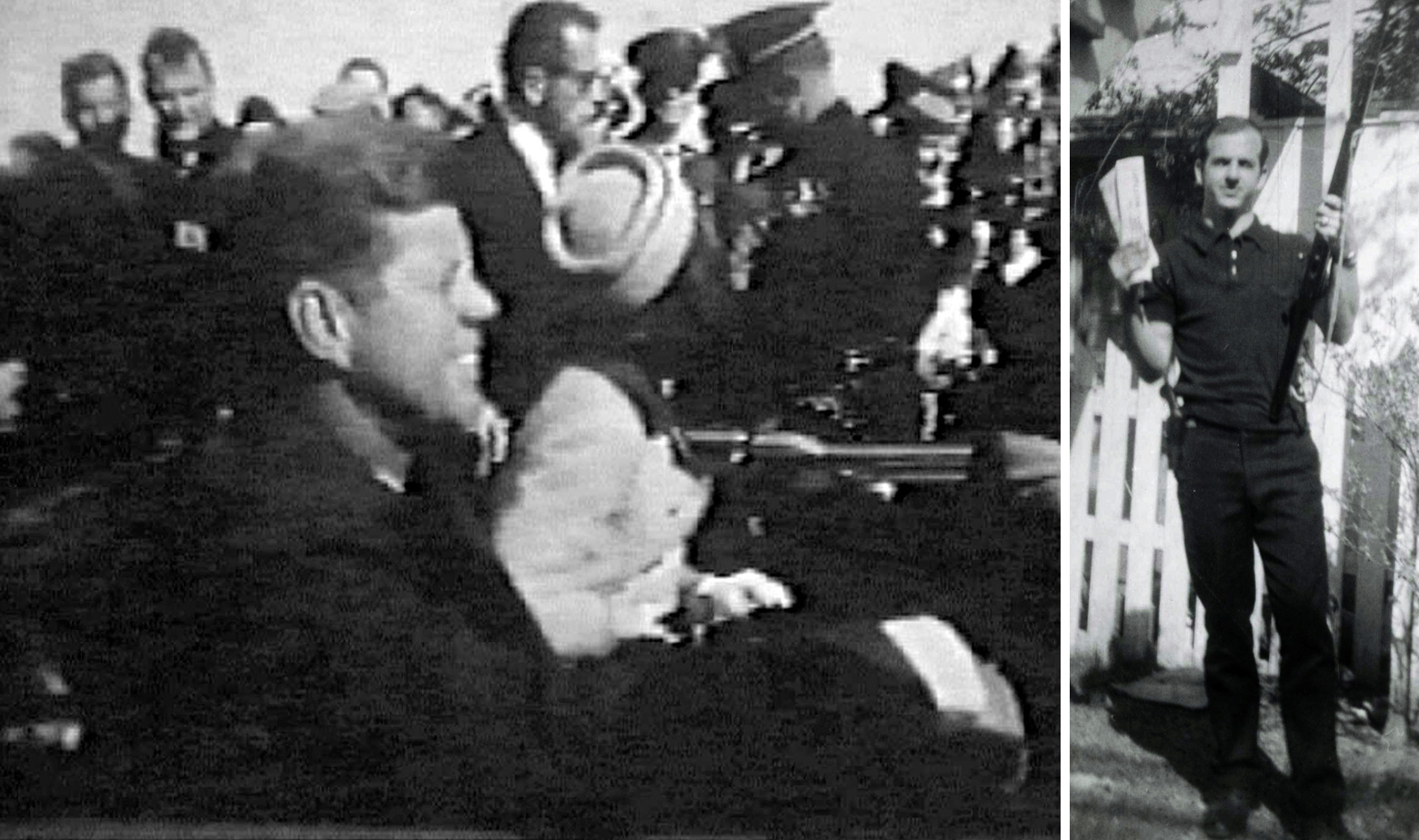 JFK netom prije ubojstva i Lee Harvey Oswald koji pozira s puškom 