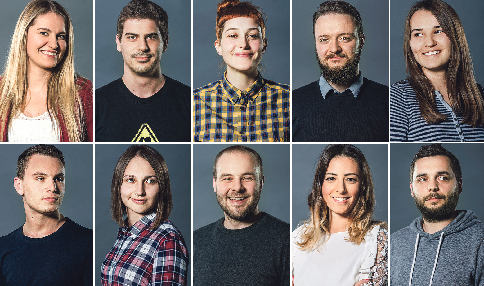 Gore, s lijeva na desno: Gabrijela Lovrić, Marin Božinović, Matina Tenžera, Željko Veić, Bernarda Bušić; Dolje, s lijeva na desno: Marijo Blažević, Ana Šelek, Gordan Graberec, Dragana Lipovac, Matej Grozdanović