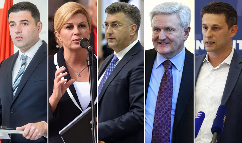 Davor Bernardić, Kolinda Grabar Kitarović, Andrej Plenković, Ivica Todorić i Božo Petrov