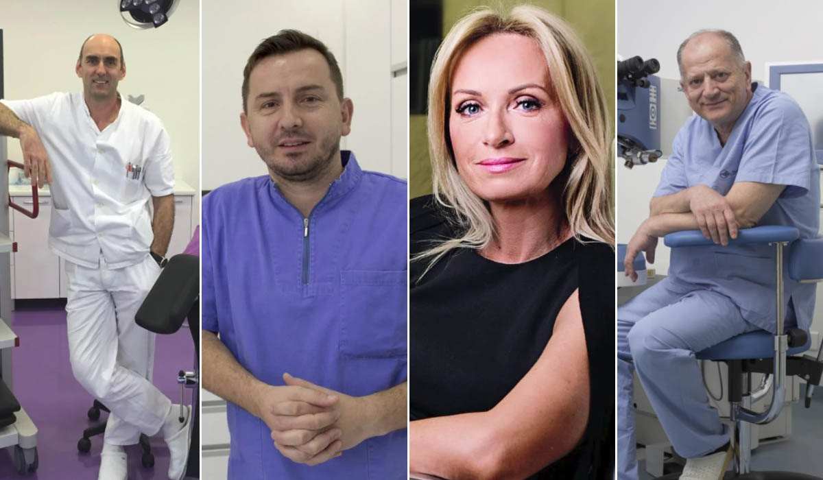 S lijeva na desno: Dr. Vladimir Šparac, doktor dentalne medicine David Zeko; članica Uprave Specijalne bolnice 'Sv. Katarina' Jadranka Primorac; prof. dr. sc. Nikica Gabrić, specijalist oftalmolog