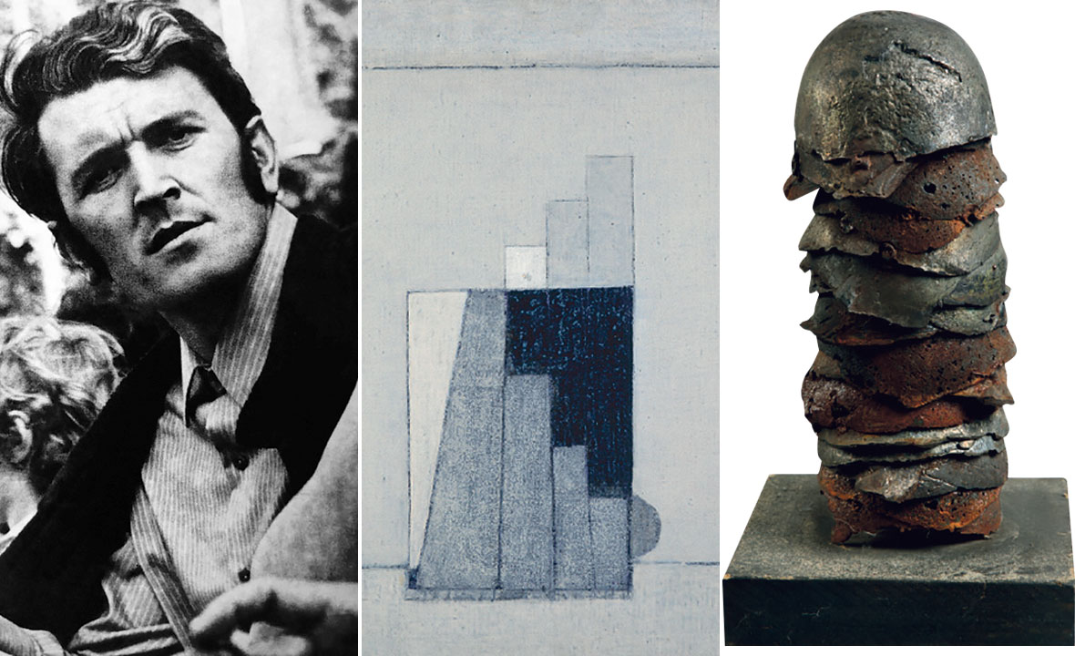 Slika XV, 1971., ulje, platno (u sredini), Izdanak, 1986.,lijevano željezo (desno)