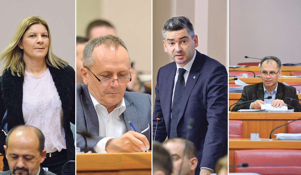 Gledajući od lijevo: Ana Marija Petin (HSS), gradonačelnica Orahovice, izostajala je zbog obaveza u tijelima lokalne uprave; Drago prgomet (HDZ) izostanke je opravdao radom u bolnici. Ovog tjedna istupio je iz Sabora; Boris Miletić (IDS), pulski gradonačelnik, u listopadu uopće nije bio u Saboru. Sve je opravdao; Veljko Kajtazi jedan izostanak je opravdao  govorom na roditeljskom sastanku.