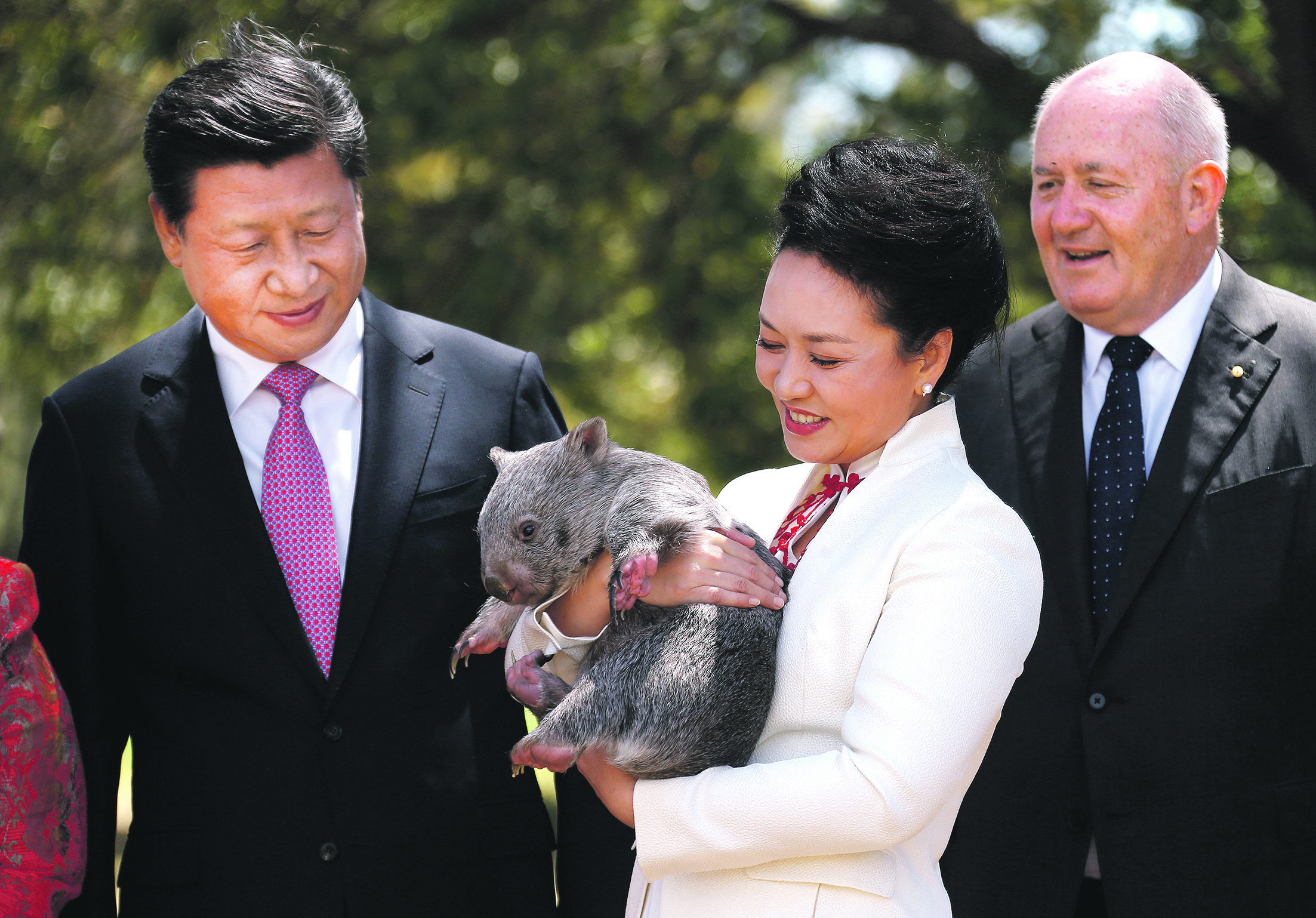 Kineski predsjednik Xi Jinping i njegova supruga Peng Liyuan tijekom posjeta Australiji kad ona nije mogla odoljeti a da ne primi vombata