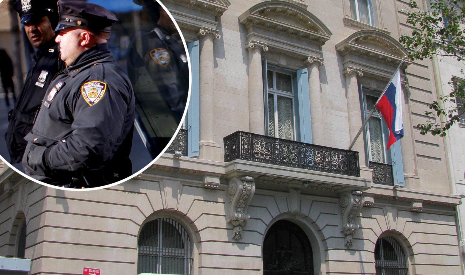 Zgrada ruskog konzulata u New Yorku i njujorška policija u krugu 