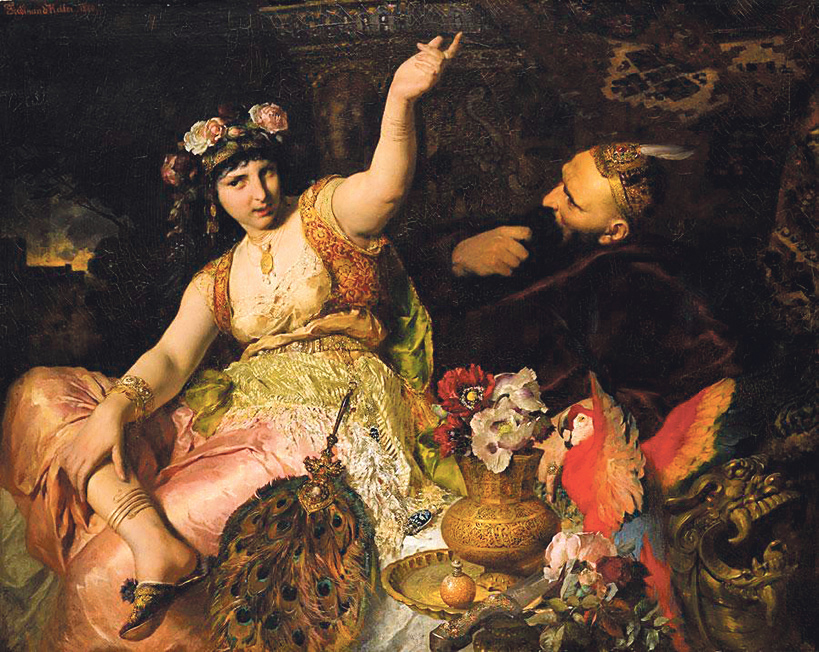 Ferdinand Keller: Šeherezada i sultan Šahriar (1880)