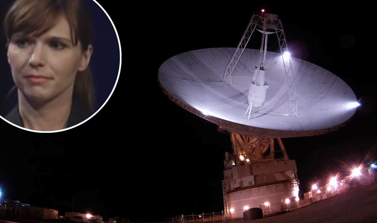 70-metarska antena u komplesku Goldstone Deep Space Communications i Marina Brozović u krugu 