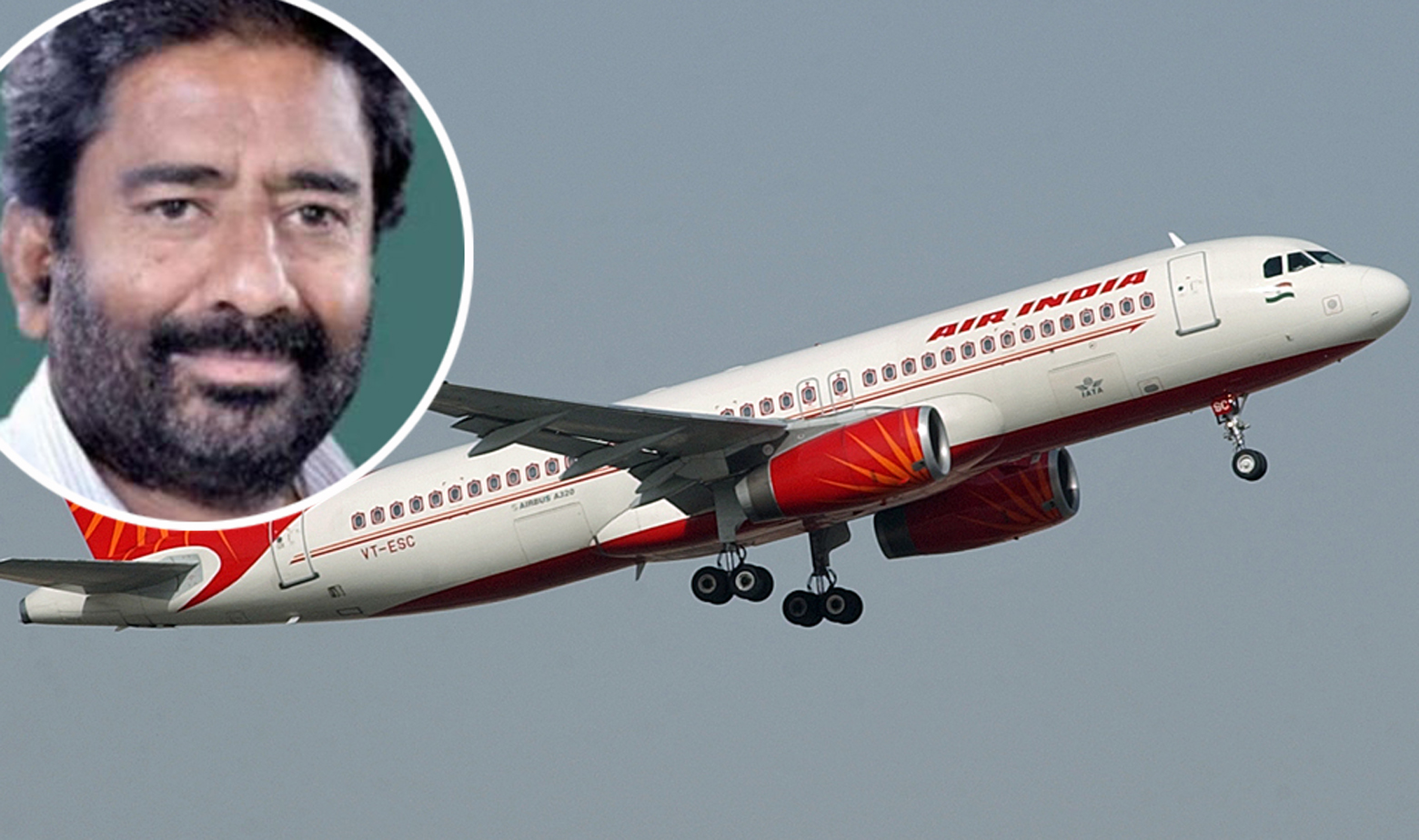 Indijski zastupnik Ravinda Gaikwad i ilustracija zrakoplova kompanije Air India