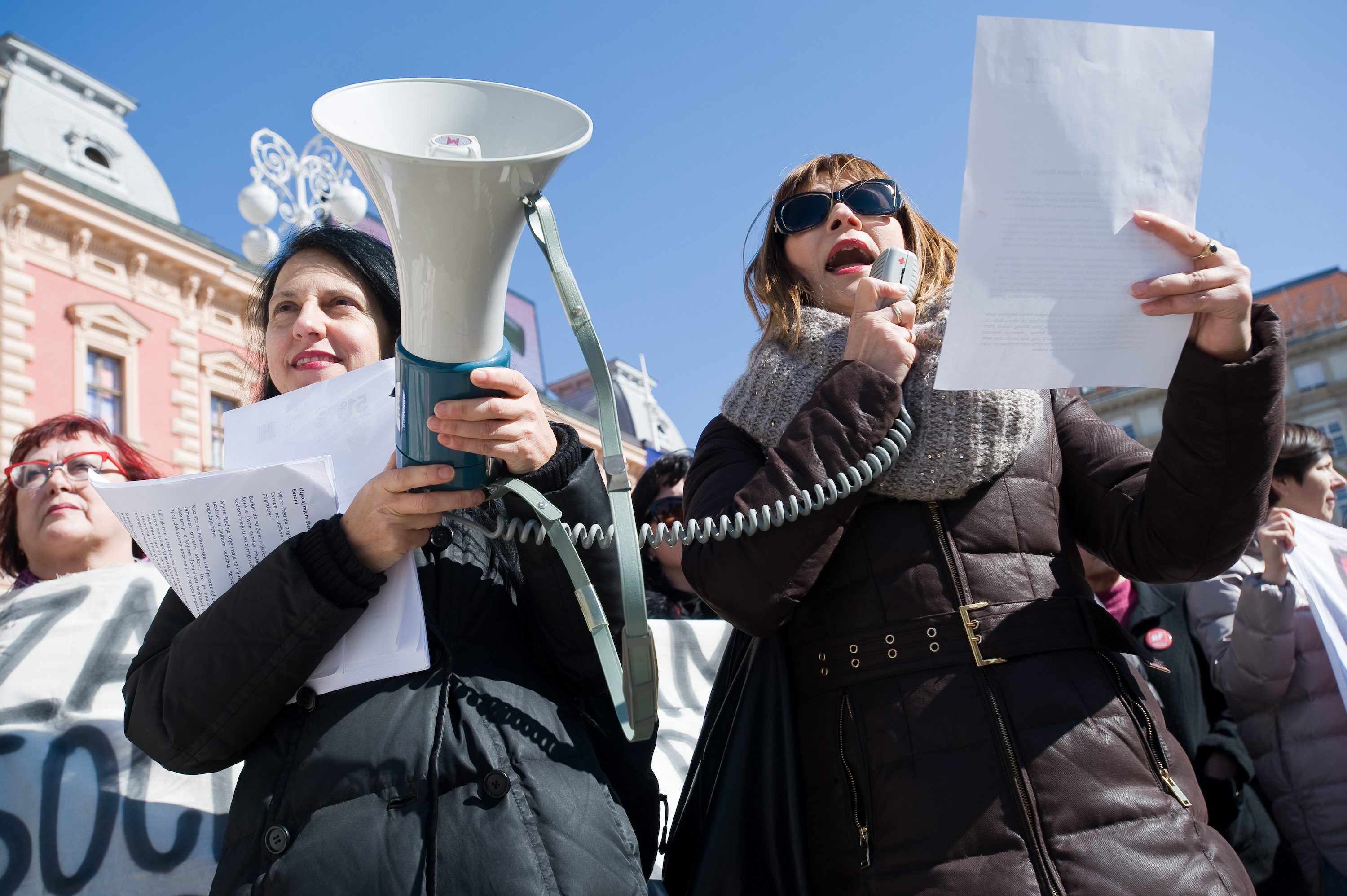 Ilustracija: Akcija aktivistkinja na Trgu bana Jelačića u zagrebu 8. ožujka ove godine