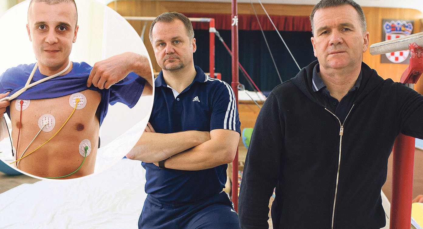 Tomislav Marković (u krugu),trener Vladimir Mađarević i Boris Čulin, pomoćni trener (desno)