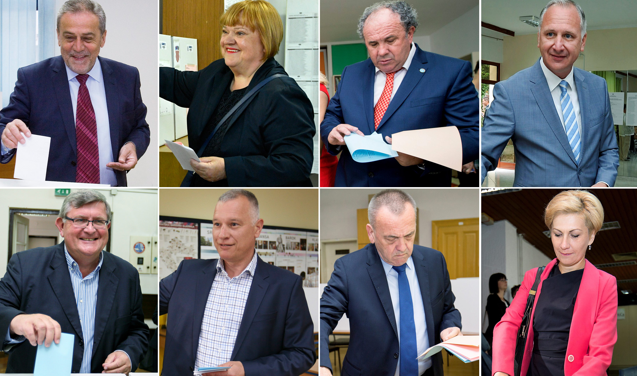 Gore, s lijeva na desno: Milan Bandić, Anka Mrak-Taritaš, Željko Kerum, Andro Krstulović Opara; dolje, s lijeva na desno: Vojko Obersnel, Hrvoje Burić, Ivica Vrkić i Ivana Šojat