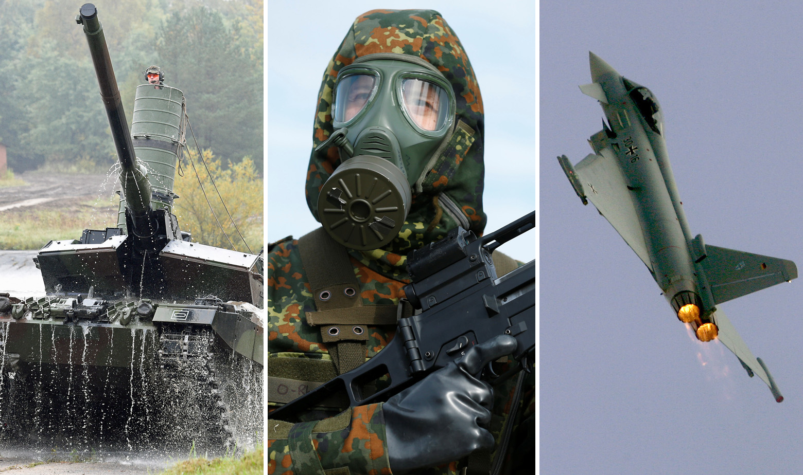 Tenk Leopard 2, njemački vojnik i Eurofighter Typhoon njemačkih zračnih snaga