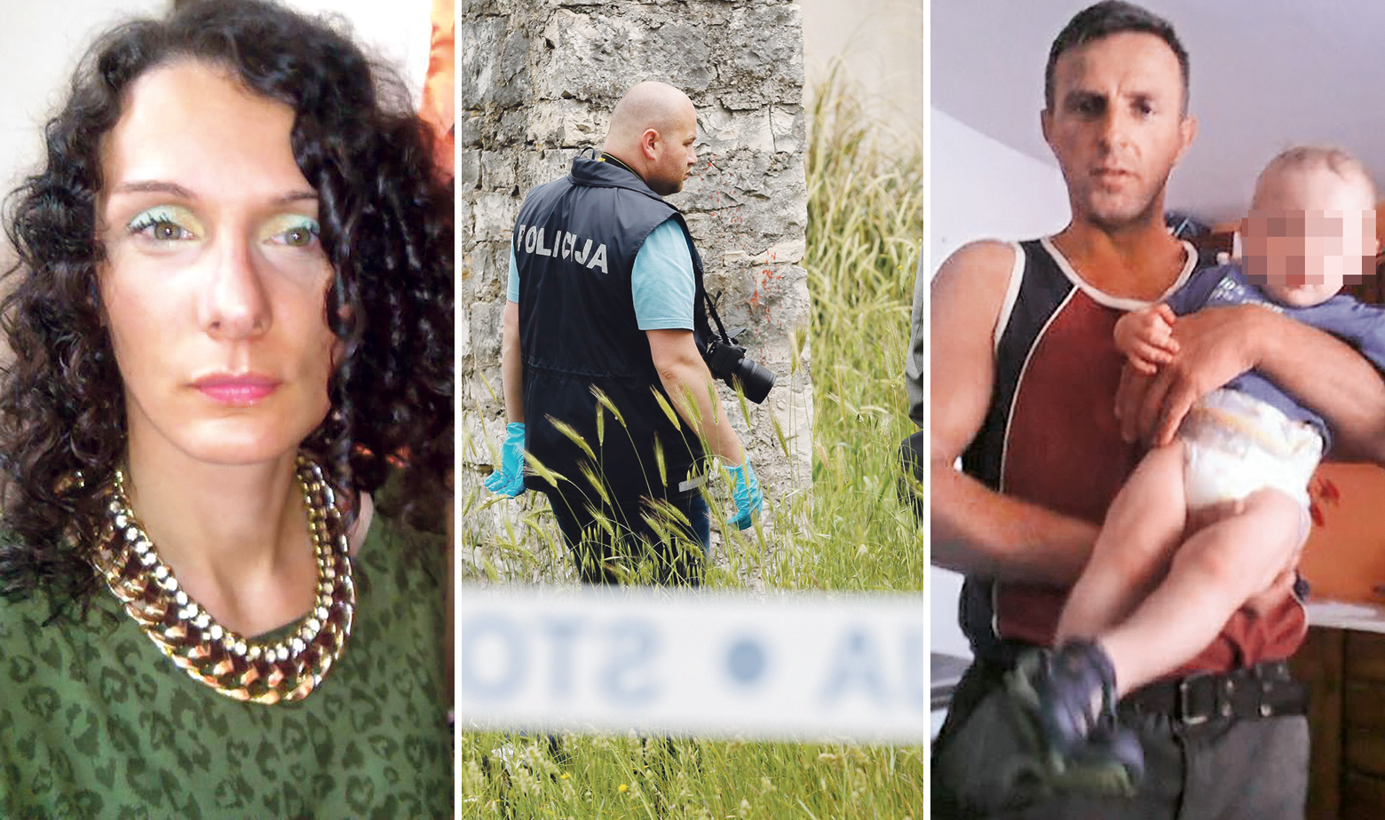 Majka ubijenog dječaka Chiara Rojnić, policajac na očevidu, ubijeni dječak Denis s ocem Rašidom Pašićem 
