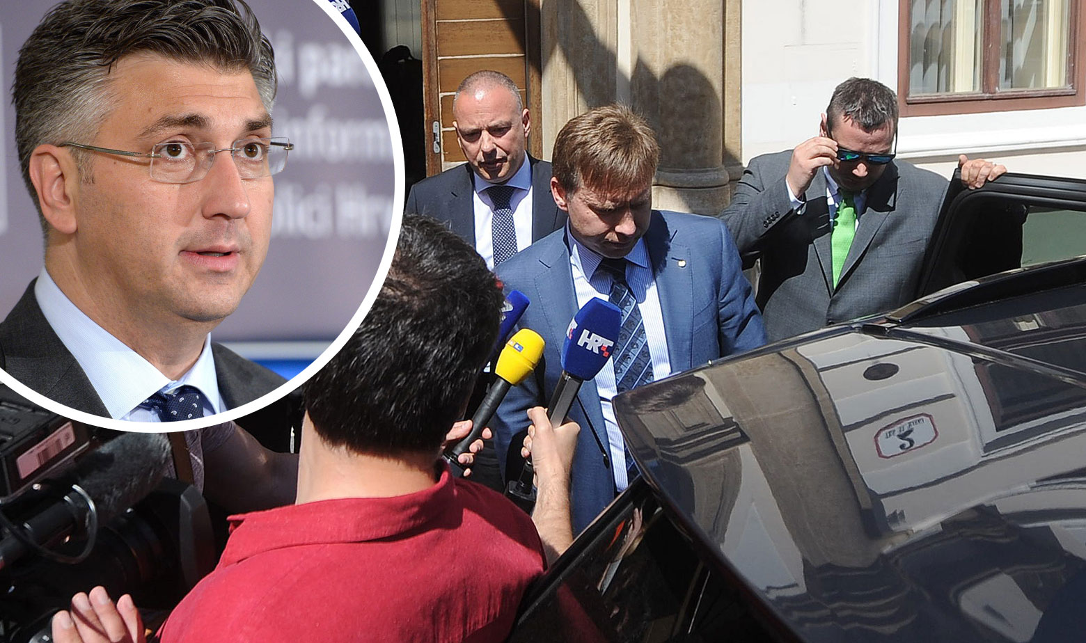 U krugu: Andrej Plenković; na slici: predstavnici Sberbanke