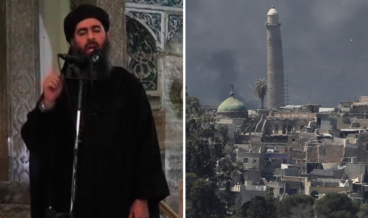 Abu Bakr al-Bagdadi i kosi minaret džamije al-Nuri 