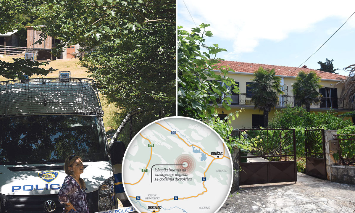 lijevo: očevid na ranču Mala Mila u zaleđu Velebita; desno: kuća obitelji ubijene djevojčice u Zadru