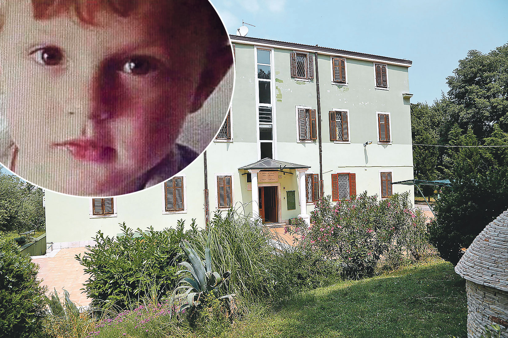 zgrada Doma odgoja za odgoj djece i mladeži u kojem je 14-godišnjakinja bila štićenica; u krugu: ubijeni Denis Pašić