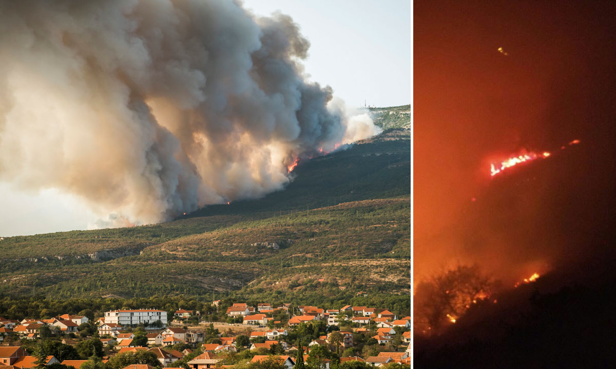 lijevo: požar na Promini, desno: požar na Dubcima koji je zaprijetio okolici Omiša