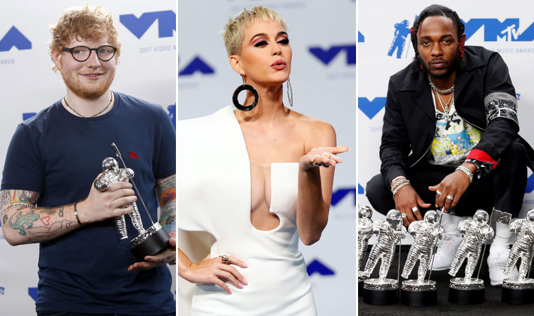 Ed Sheeran, Katy Perry, Kendrick Lamar