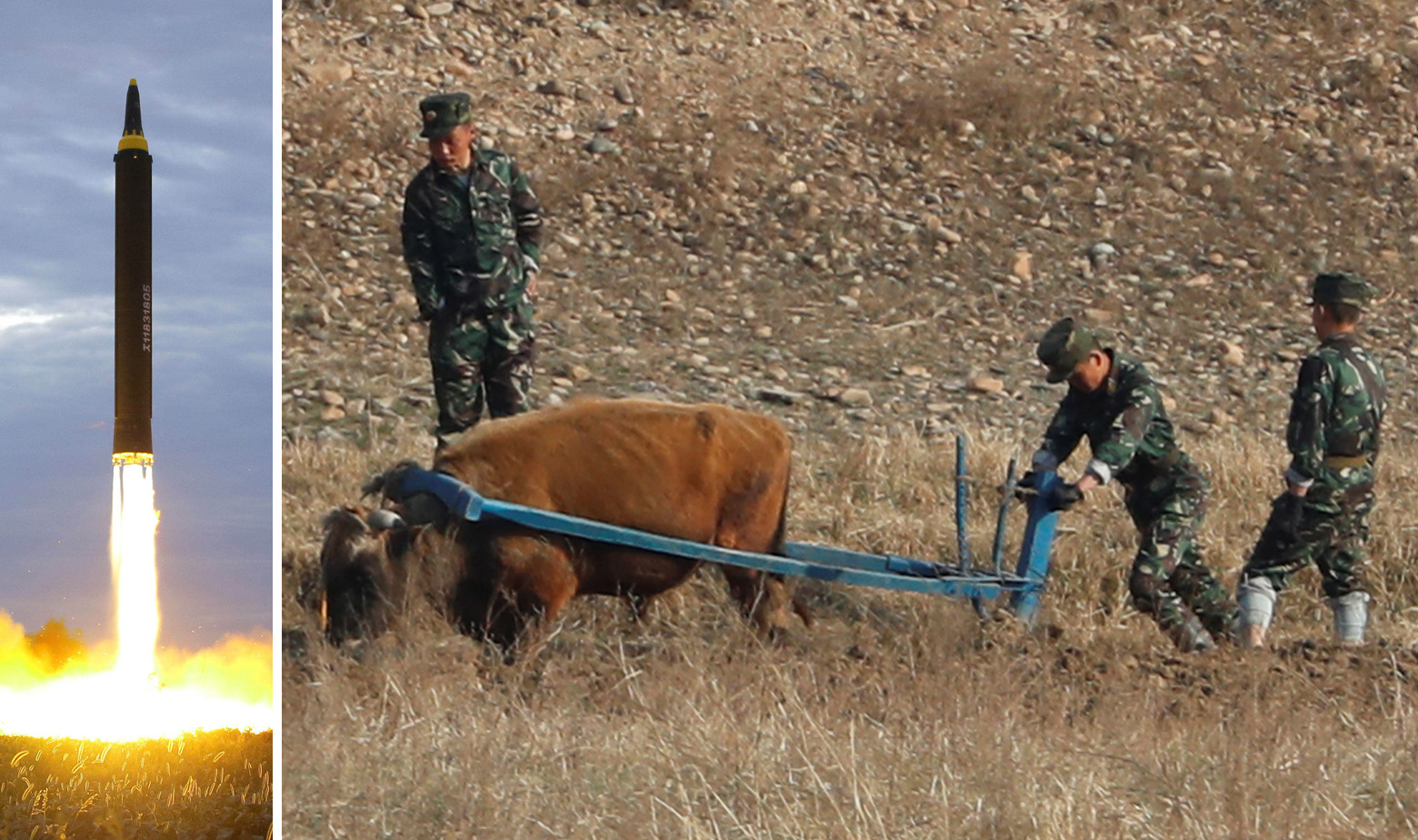Lansiranje projektila u Sjevernoj Koreji i sjevernokorejski vojnici koji obrađuju zemlju 