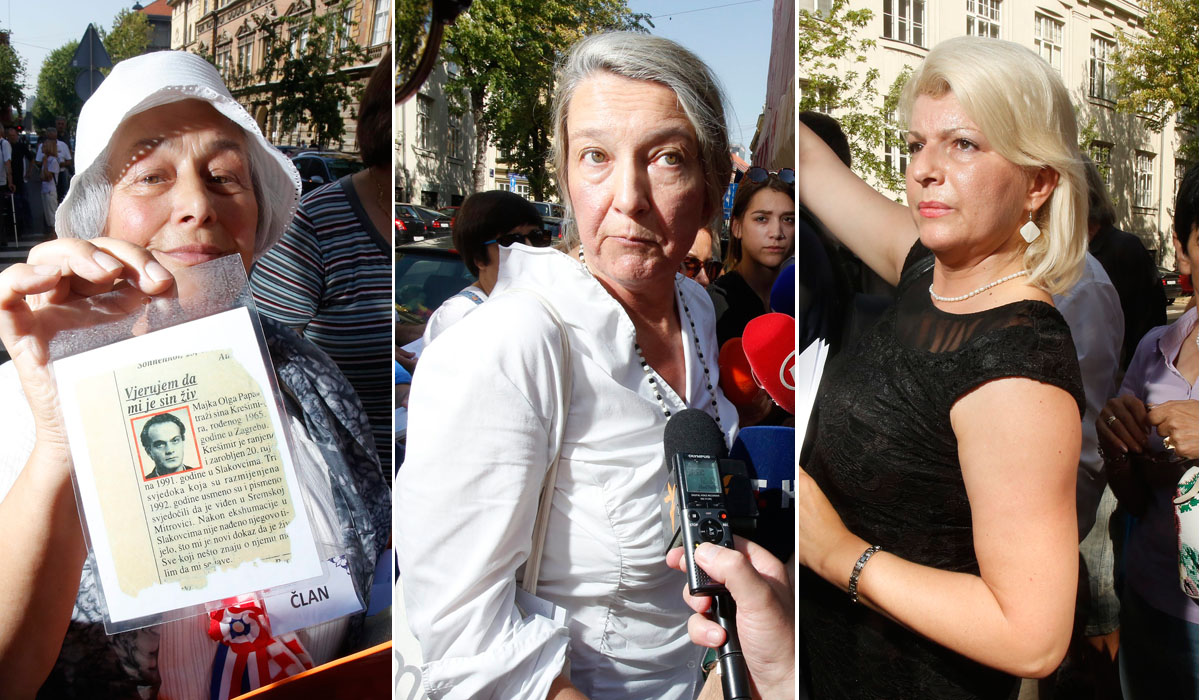 S lijeva na desno: prosvjednica, Vesna Teršelič, Zorica Gregurić