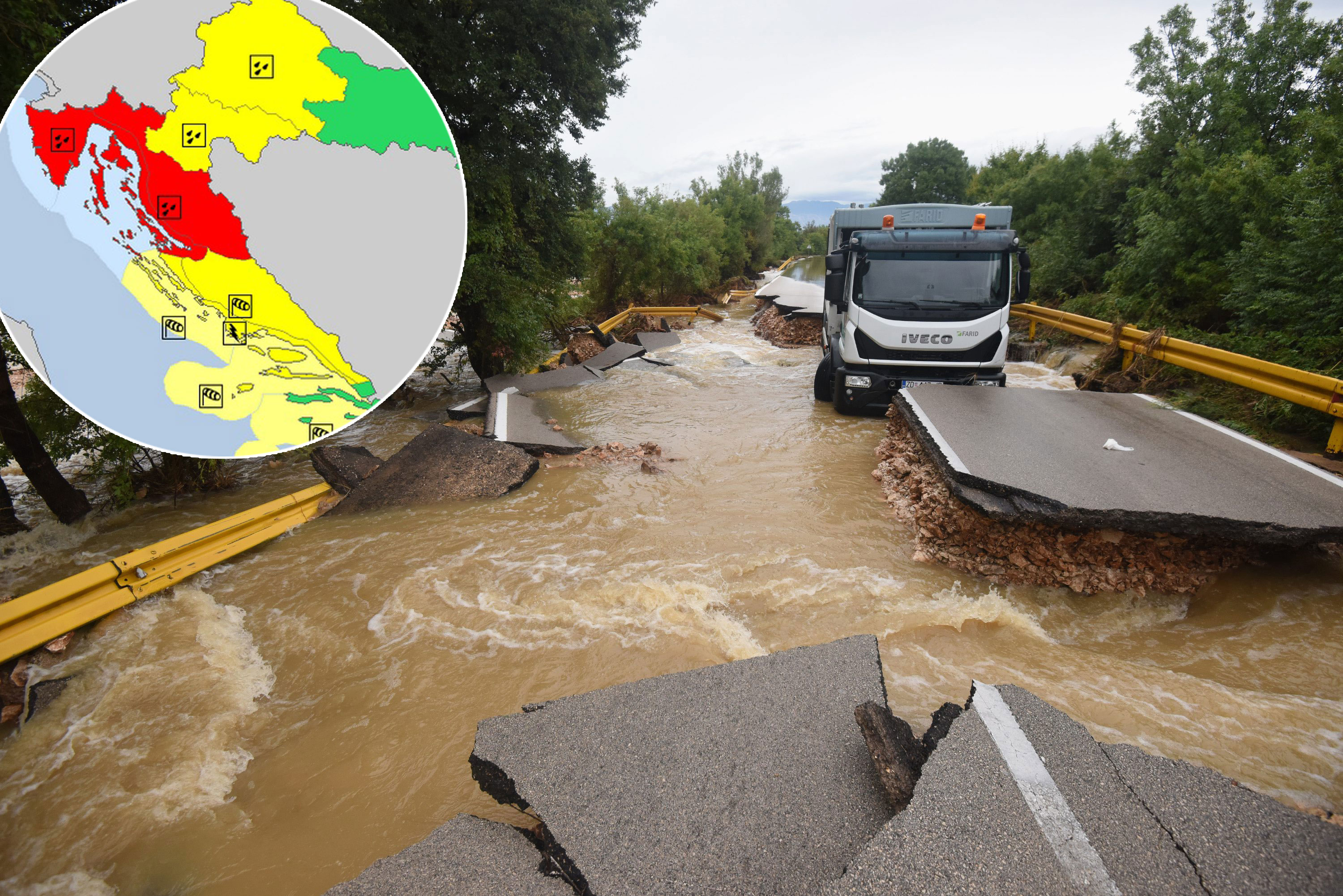 vodena bujica prije nekoliko dana urušila je komad ceste između Zadra i Ražanca