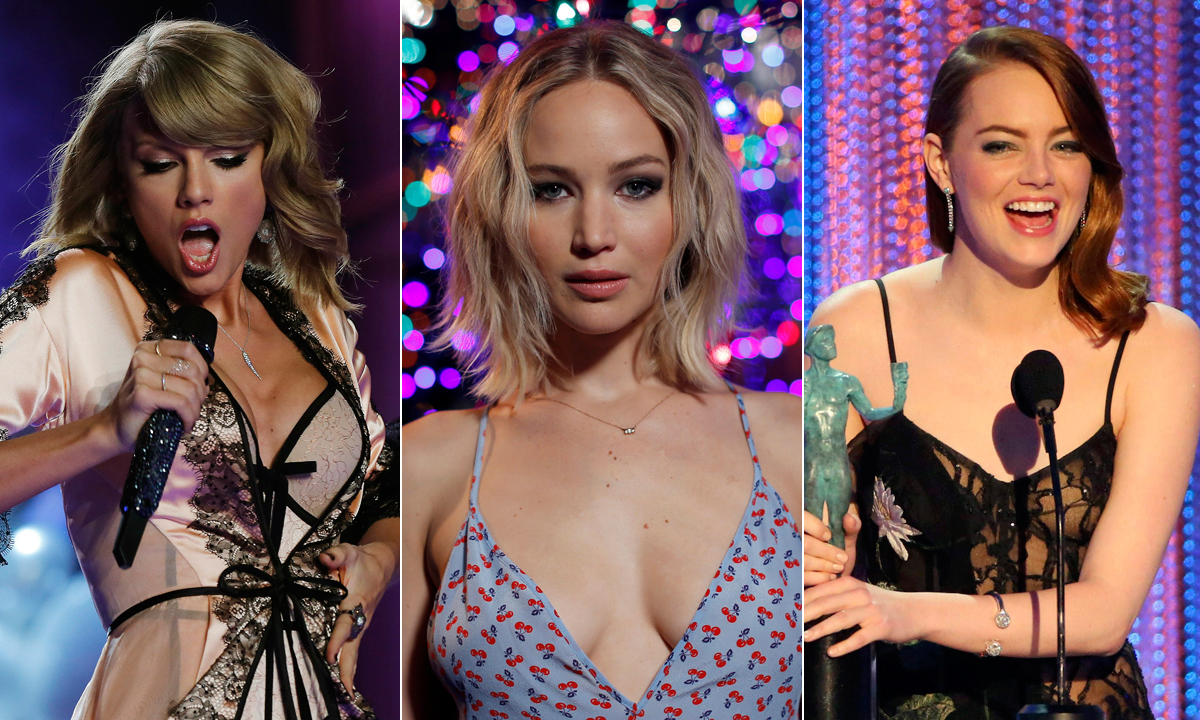 Taylor Swift, Jennifer Lawrence i Emma Stone