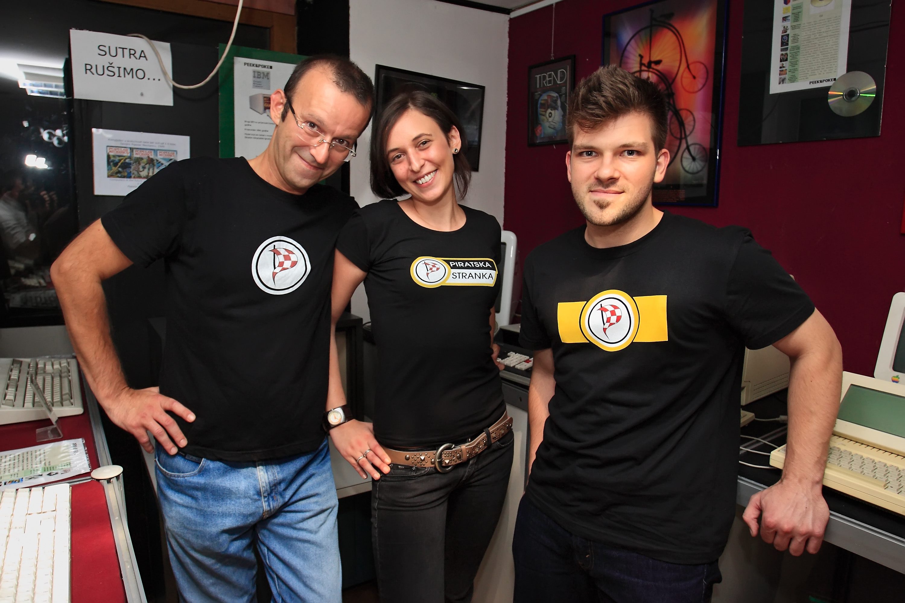 Anto Malbašić, Maša Utković i Tin Crnković iz Piratske stranke