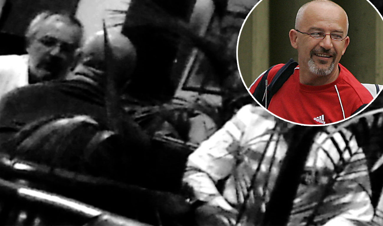 lijevo: snimka sastanka Zlatka Korpara s Vladom Rajićem (okrenut leđima) i Damirom Ivićem u hotelu u Buzinu u sklopu Uskokove akcije London, u krugu: Zlatko Korpar nakon puštanja iz pritvora 2011. godine