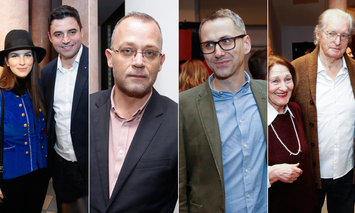 Ornela Vištica i Davor Bernardić, Zlatko Hasanbegović, Oliver Frljić i Igor Mandić sa suprugom