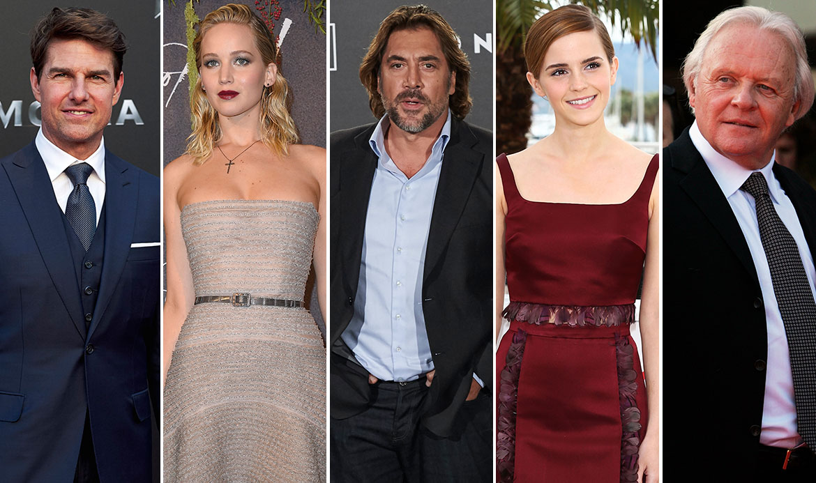 Tom Cruise, Jennifer Lawrence, Javier Bardem, Emma Watson, Anthony Hopkins 
