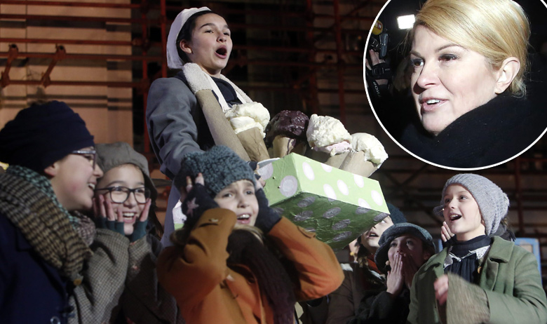 Scene iz opere za djecu Brundibar; u krugu: predsjednica RH Kolinda Grabar-Kitarović