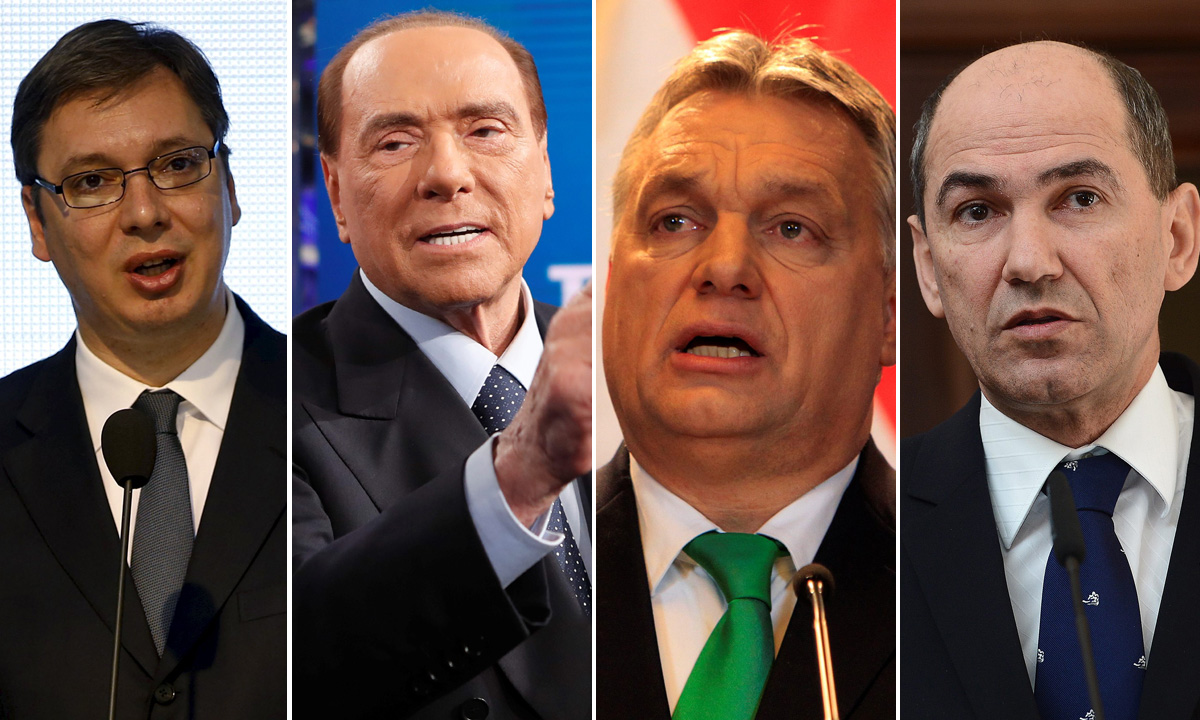 Aleksandar Vučić, Silvio Berlusconi, Viktor Orban, Janez Janša