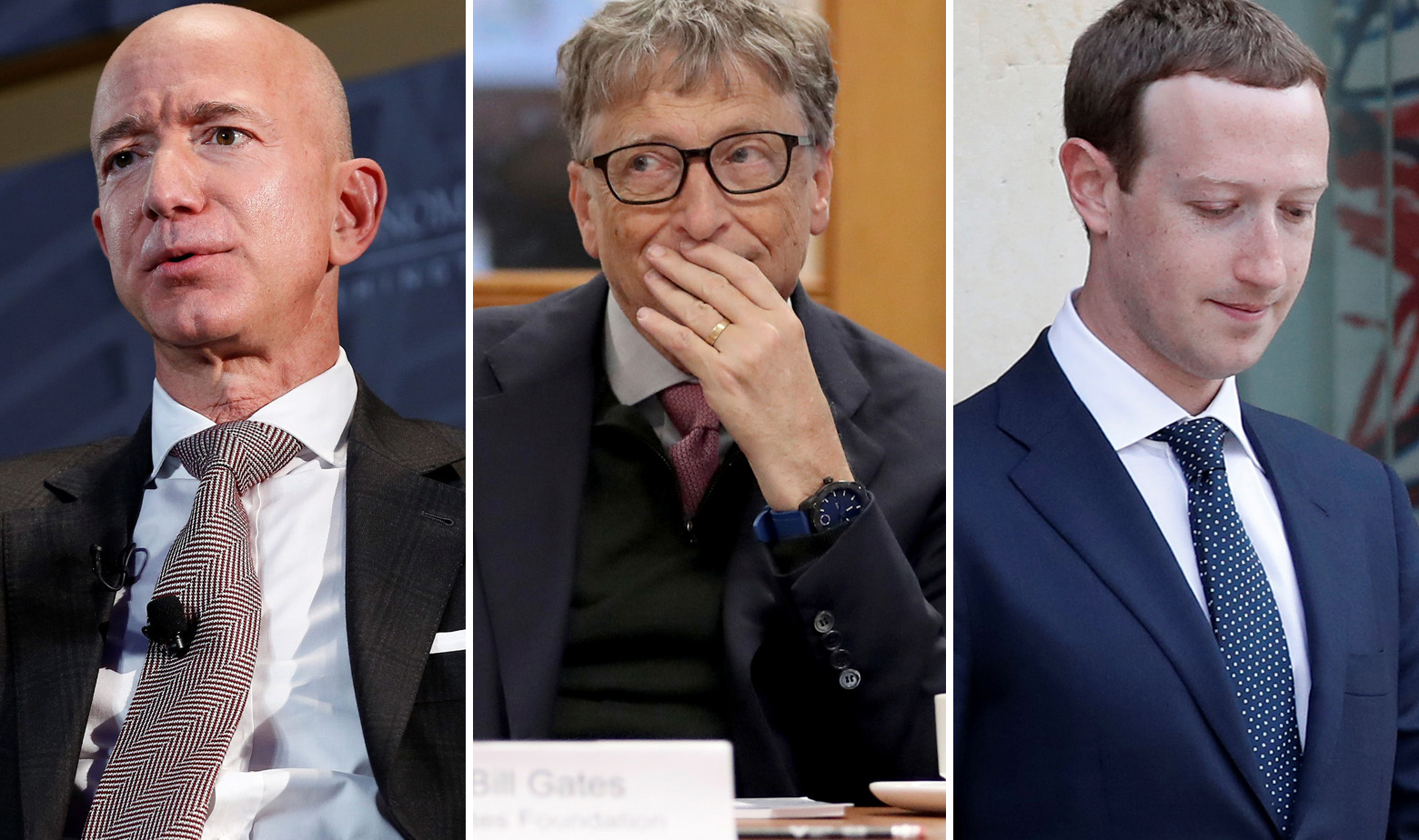Jeff Bezos, Bill Gates, Mark Zuckerberg