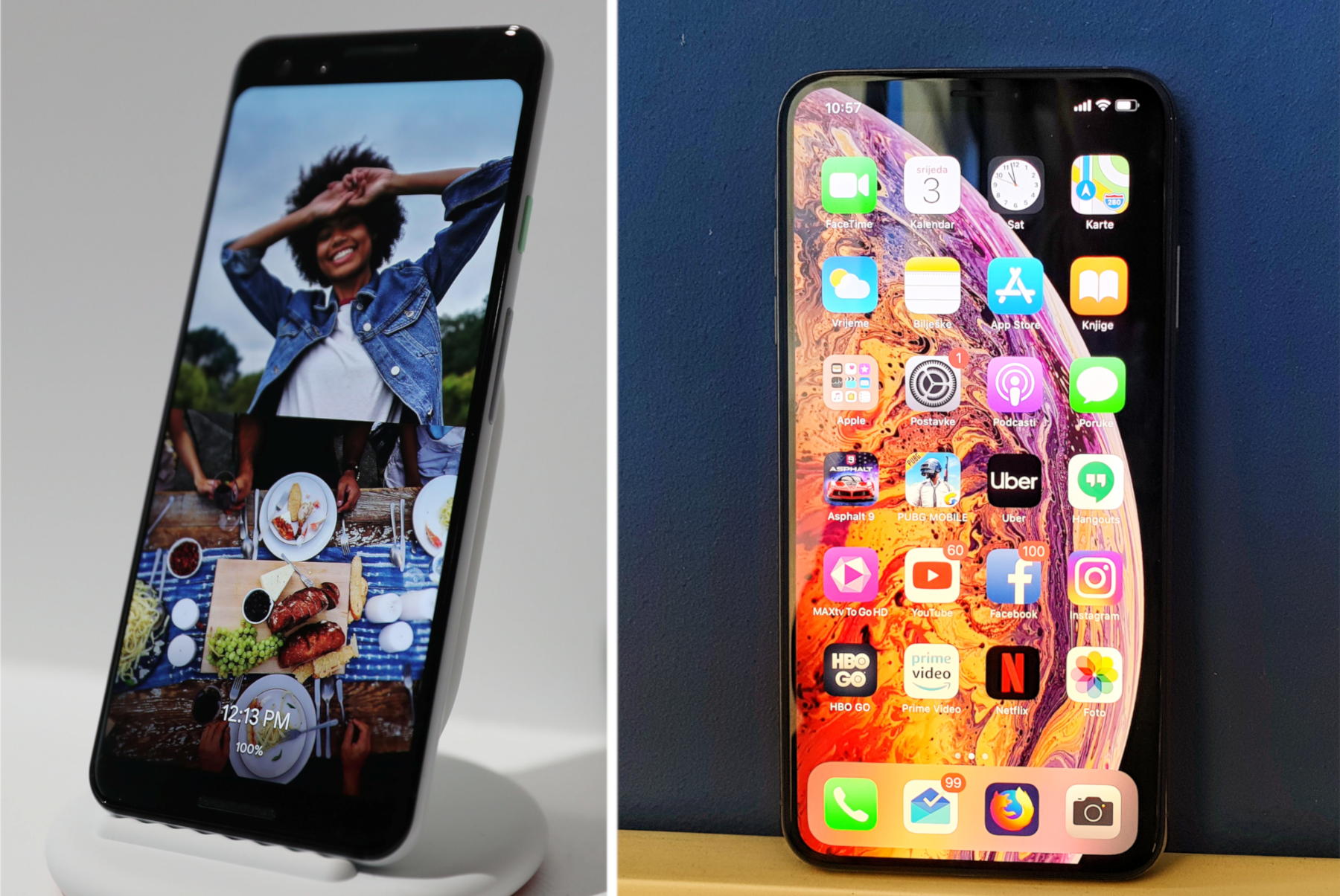 Ilustracija: s lijeve strane Pixel 3, s desne strane iPhone X
