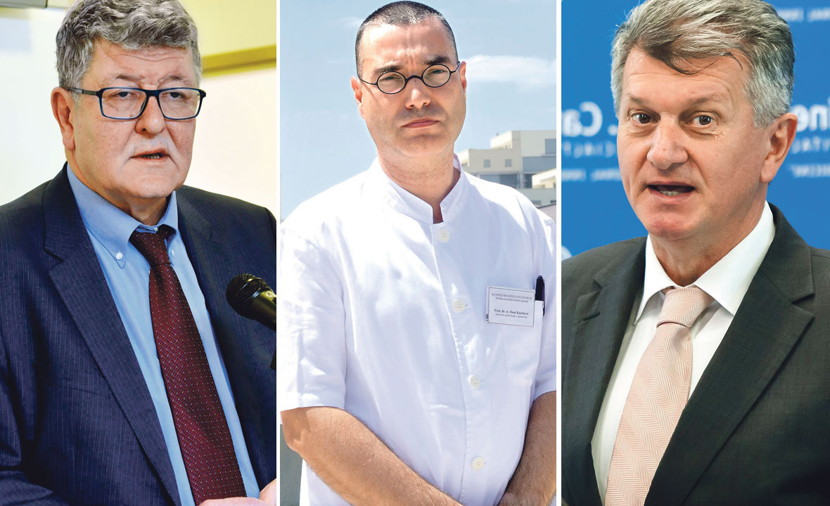 Dr. Ante Ćorušić,  predsjednik HDGO-a i ravnatelj KBC-a Zagreb, Deni Karelović, predstojnik Klinike za ženske bolesti i porode KBC-a Split i ministar Milan Kujundžić