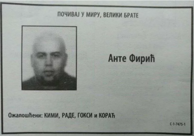 Ante Firić, osmrtnica objavljena u Večernjim novostima
