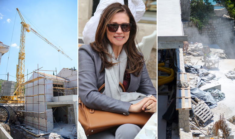 Na slici lijevo i desno: radovi na luksuznoj vili Slavice Eccelstone; u sredini: Slavica Eccelstone