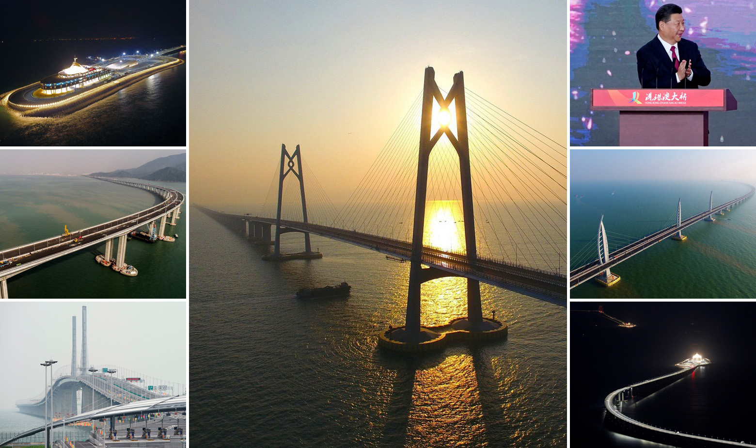 Most Hong Kong-Zhuhai-Macao iz različitih kadrova i Xi Jinping na otvaranju