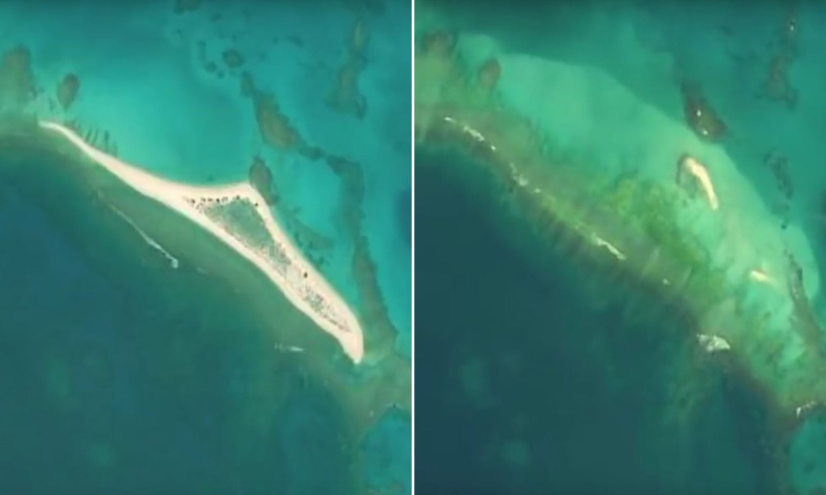 East Island - satelitska snimka prije i poslije razornog uragana