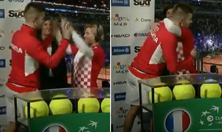 Borna Ćorić prima čestitke predsjednice Kolinde Grabar-Kitarović