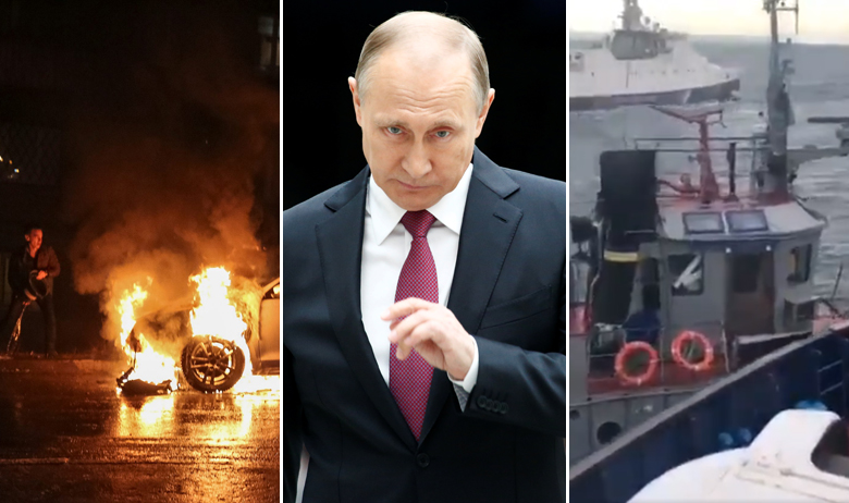Zapaljeni automobil u Moskvi, Vladimir Putin, sukob ruskih i ukrajinskih brodova