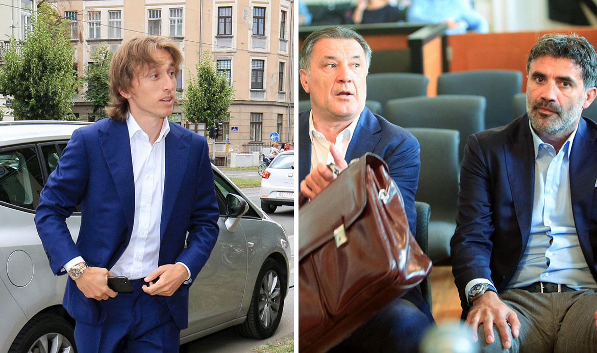 Luka Modrić (lijevo); Zdravko i Zoran Mamić