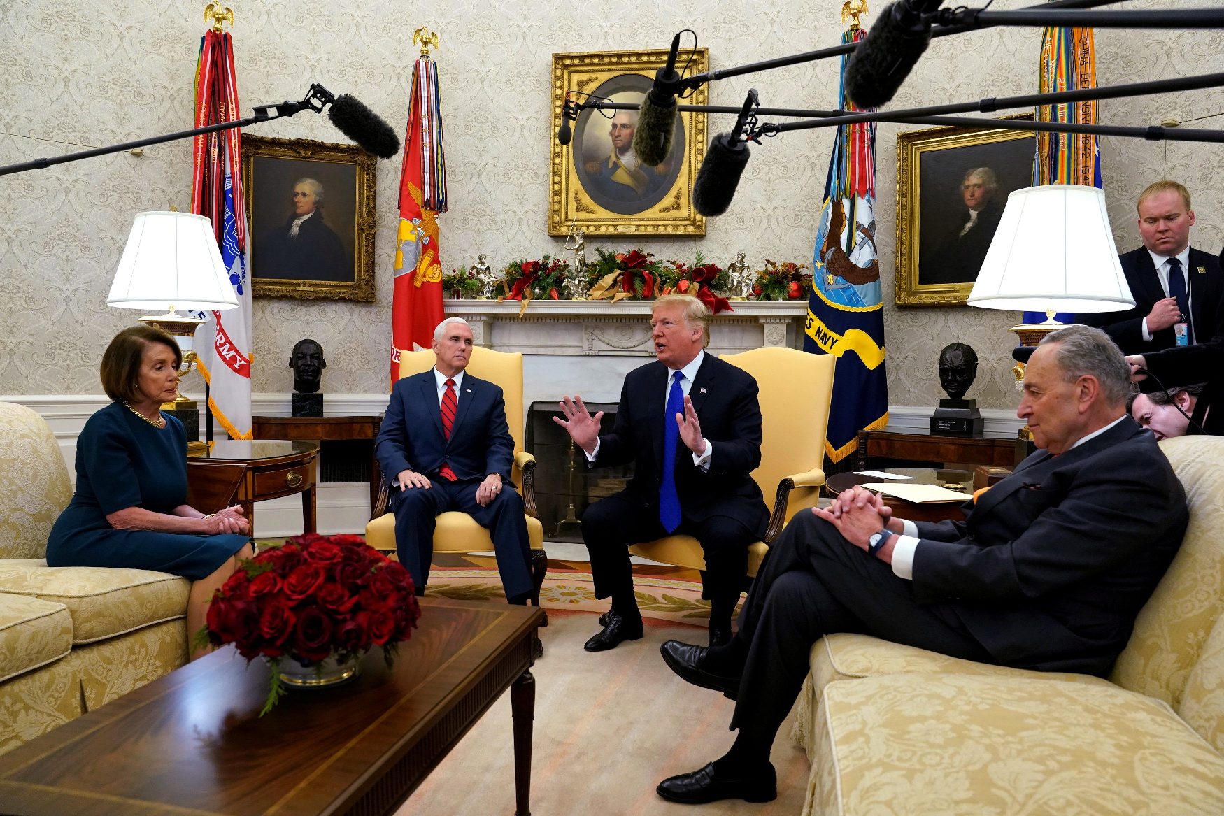 Nancy Pelosi, Mike Pence, Donald Trump i Chuck Schumer