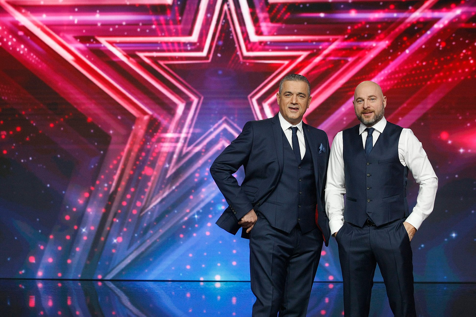 Igor Mešin i Rene Bitorajac na setu Supertalenta